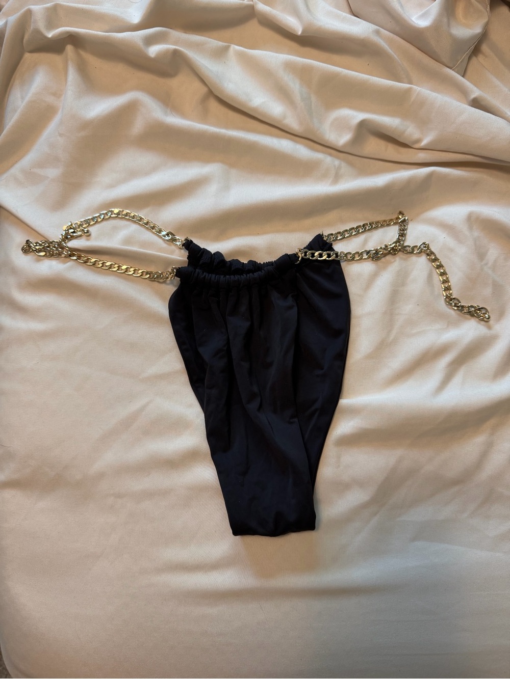 Beach Bunny Black Swim Shorts with Gold Chain Straps
